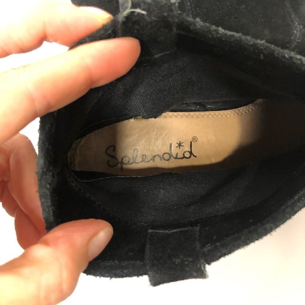 Splendid Black Suede Heeled Ankle Booties Boots - Picture 5 of 10